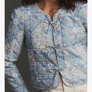 Chic Nation Blue Floral Puffer Jacket